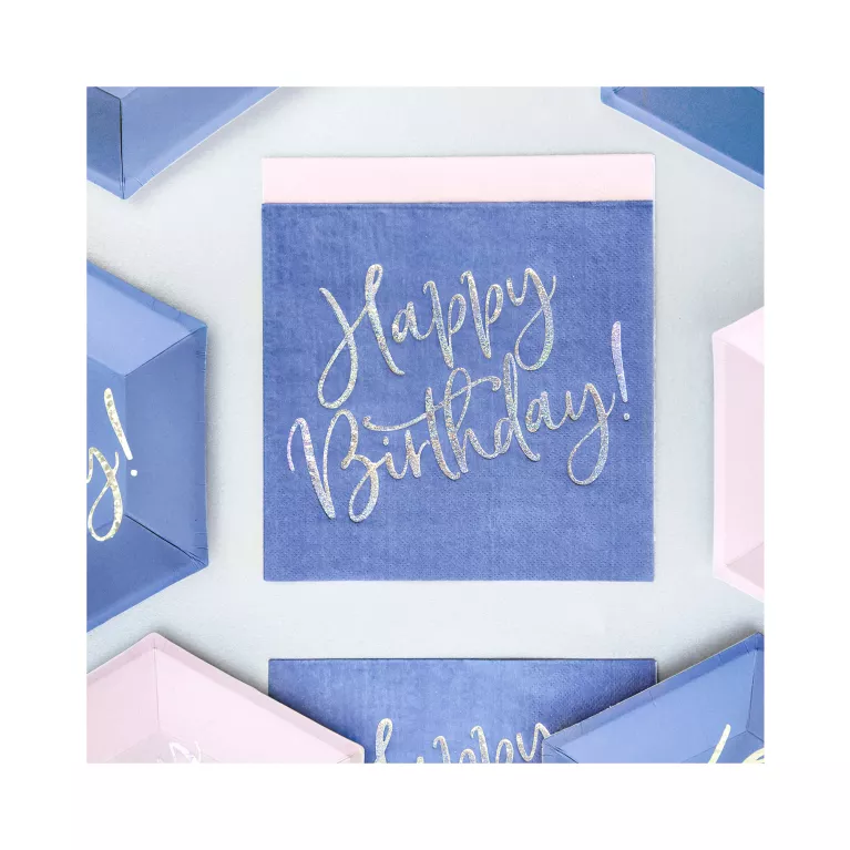 Ubrousky Happy Birthday! tmavě modré 20 ks