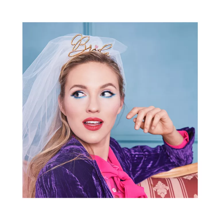 Čelenka se závojem Bride zlatá