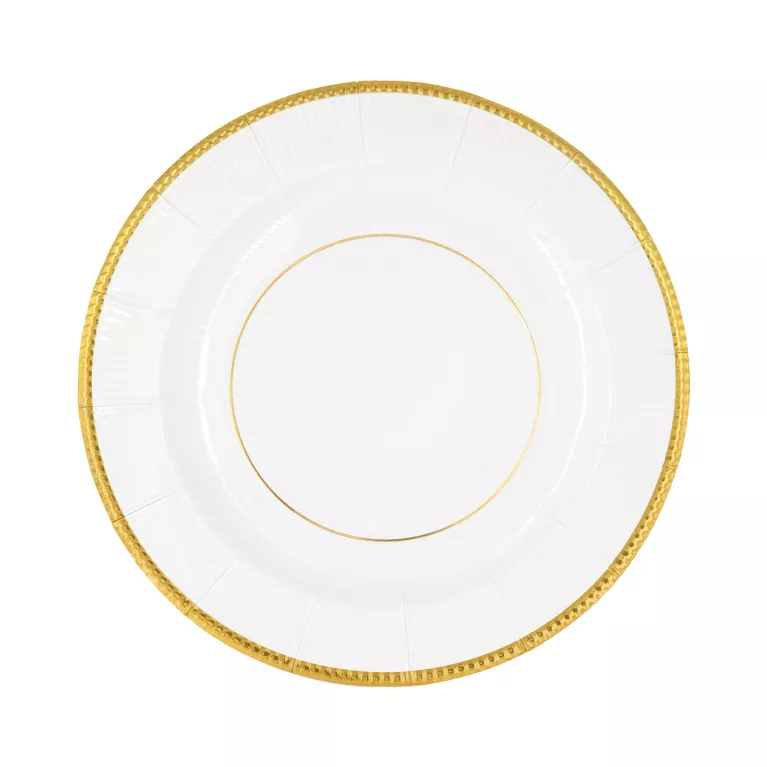 Talíře bílé se zlatými proužky 6 ks