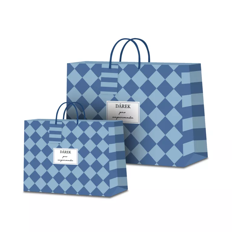 Dárková taška - Modrá šachovnice