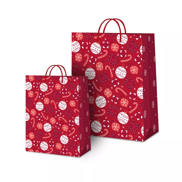 Dárková taška - Červené vánoční motivy