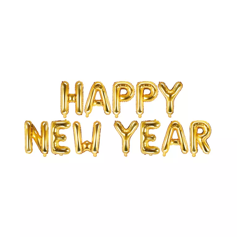 Balónek fóliový Happy New Year zlatý