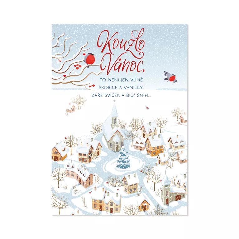 Vánoční hrací přání - Zasněžené náměstí