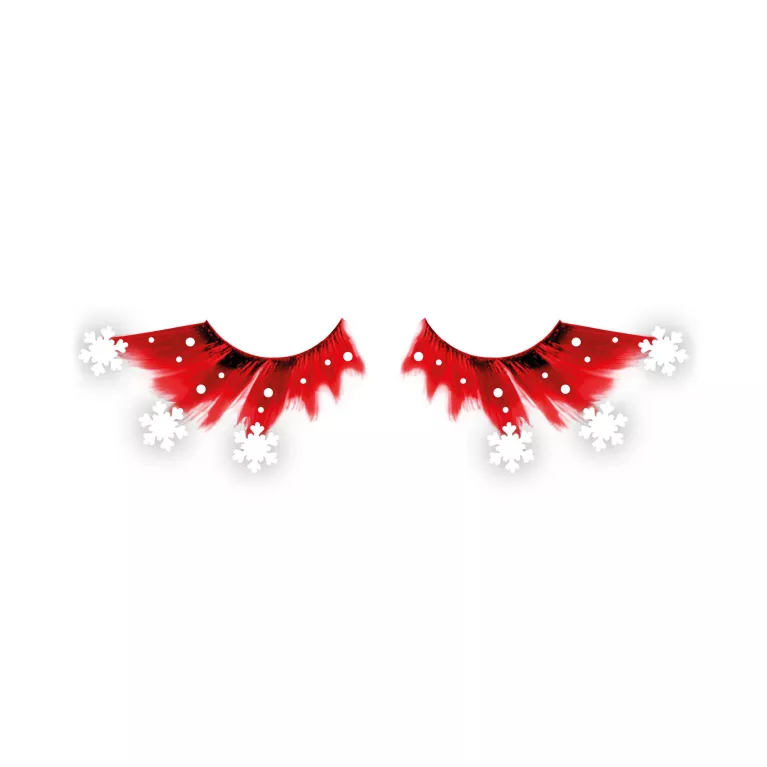 Řasy umělé červené se sněhovými vločkami