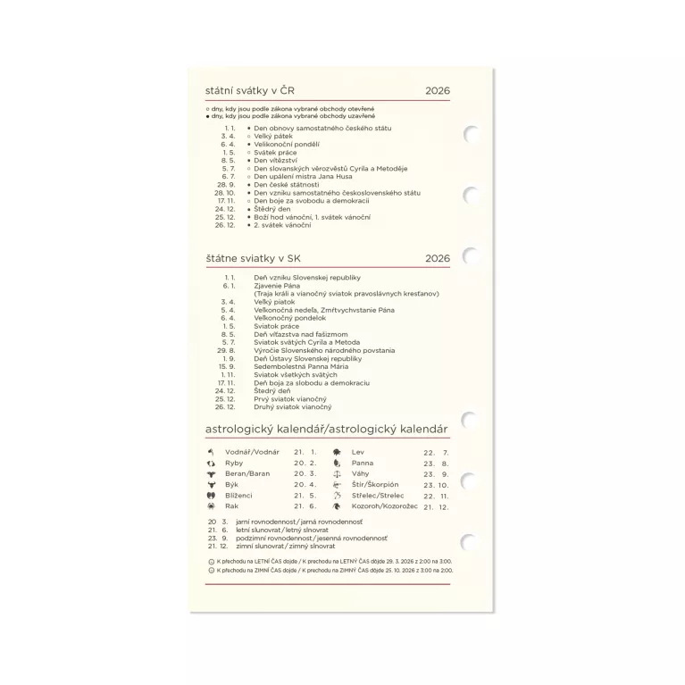 Náplň do plánovacího diáře na rok 2026