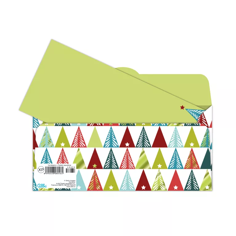 Vánoční obálka na peníze - Barevné stromky