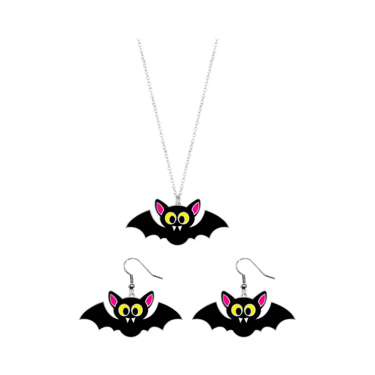 Naušnice a náhrdelník Halloween Netopýr