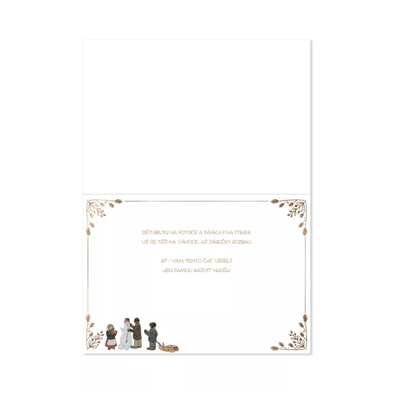 Vánoční přání Josef Lada - Děti staví sněhuláka