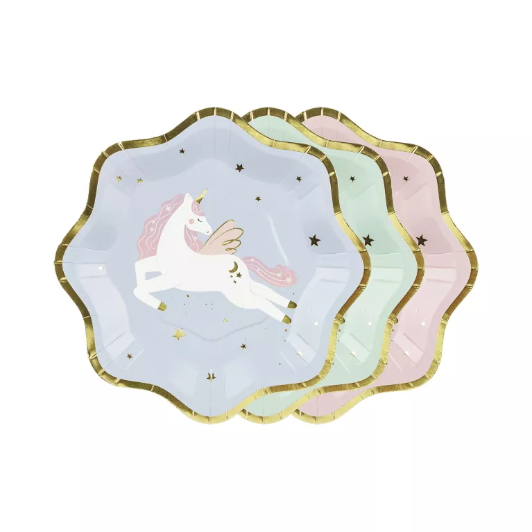 Talíře Jednorožec pastelové 6 ks