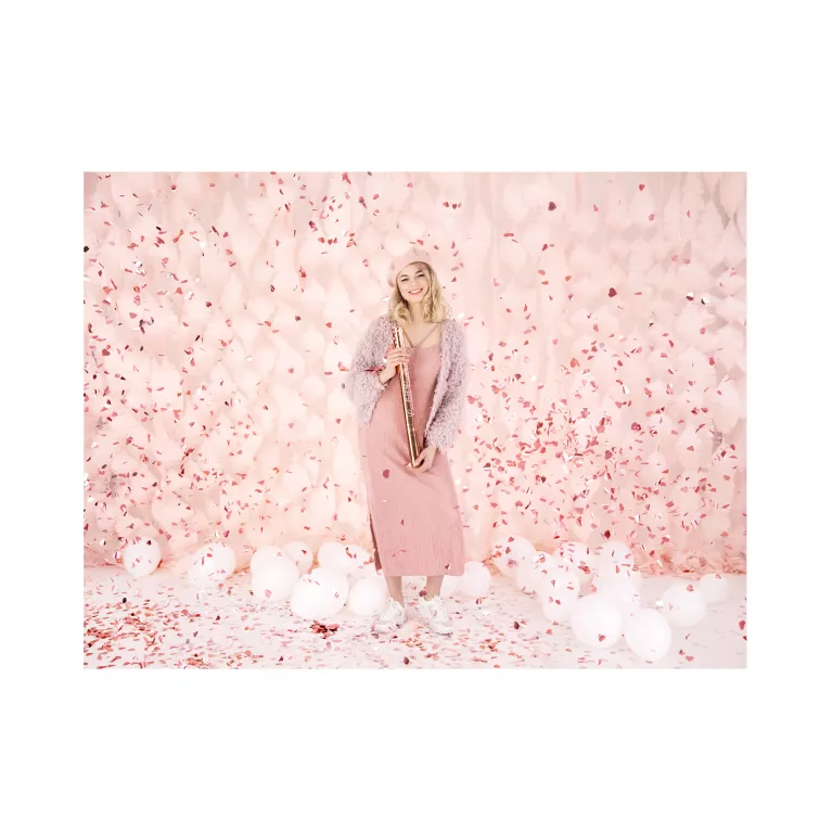 Konfety vystřelovací růžová srdce 60 cm