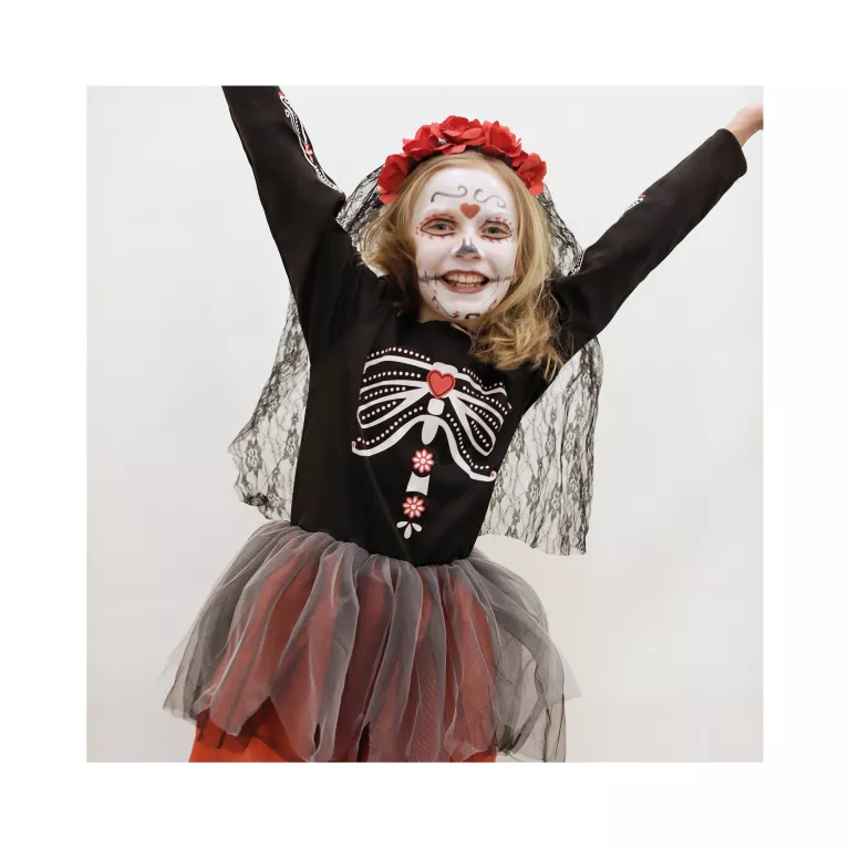 Kostým dětský Mexická kostra s červenou sukní