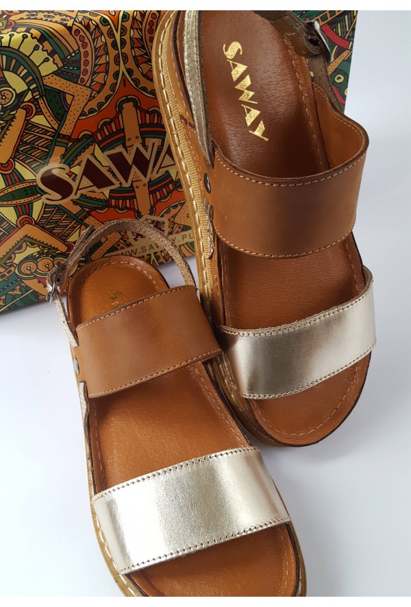 Brązowo-złote sandały Kelsie