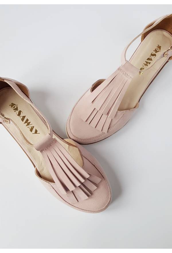 Zamszowe baleriny Emiliana pudrowy róż