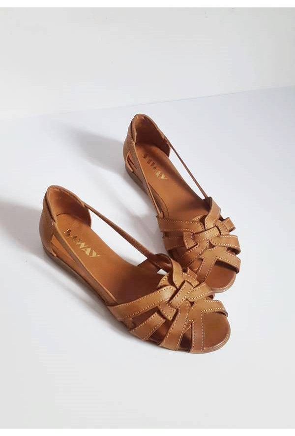 Brązowe ażurowe baleriny Nicole