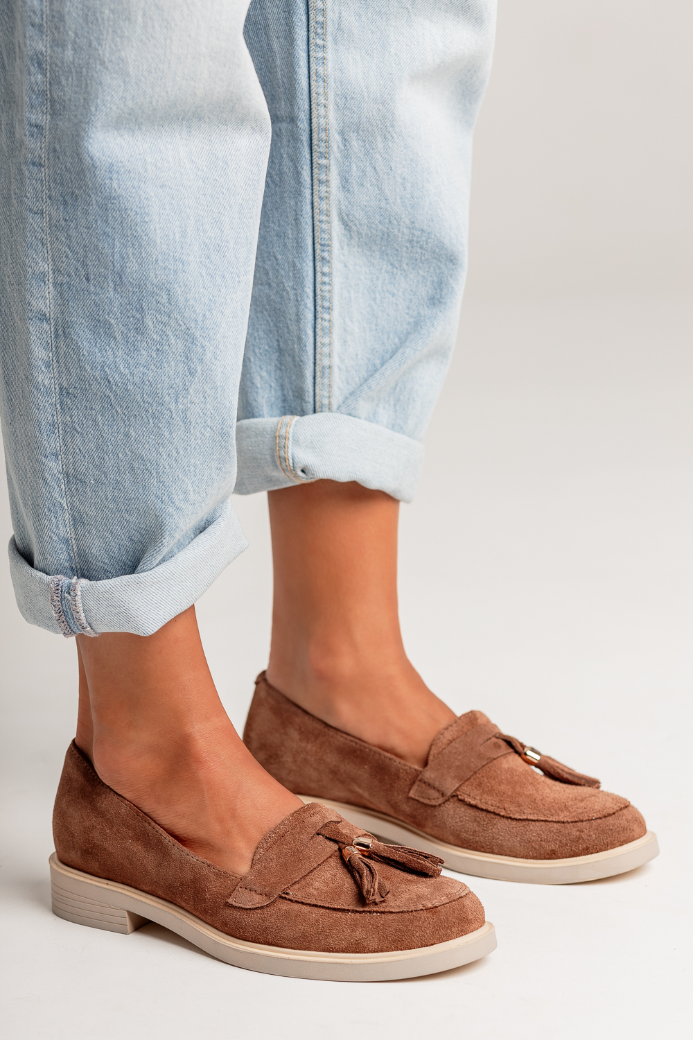 Zamszowe mokasyny Granda tabaco