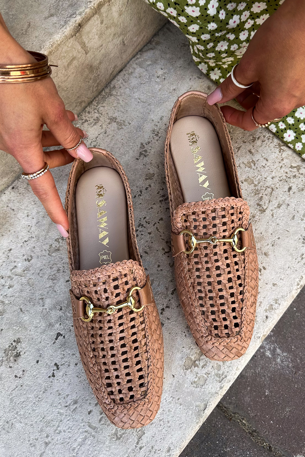 Pomarańczowe plecione mokasyny Avila