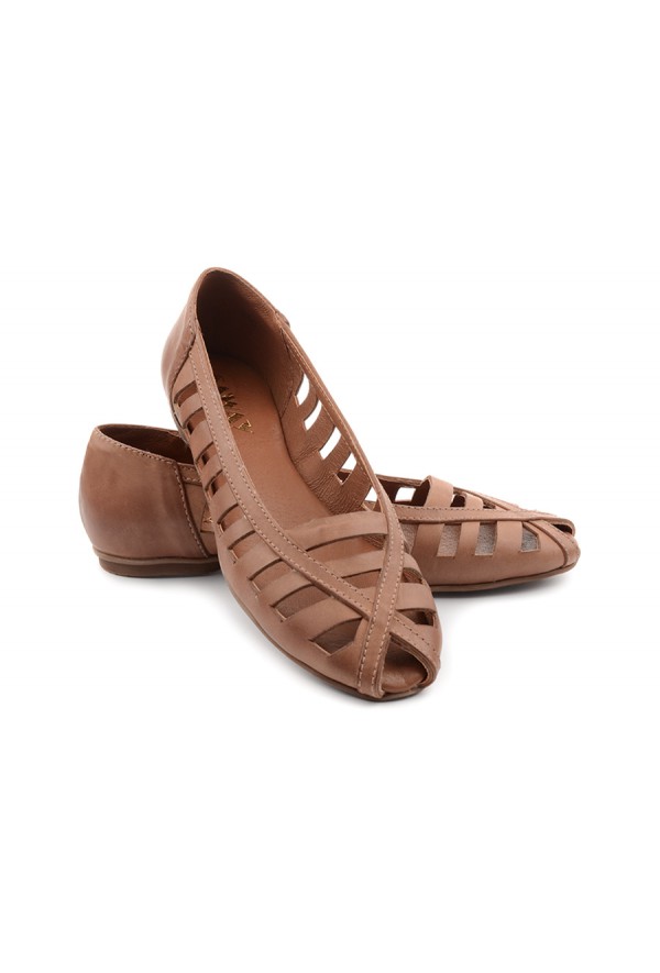 Brązowe ażurowe baleriny Gina