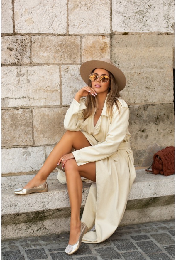 Złote baleriny Gasao z elastyczną gumką