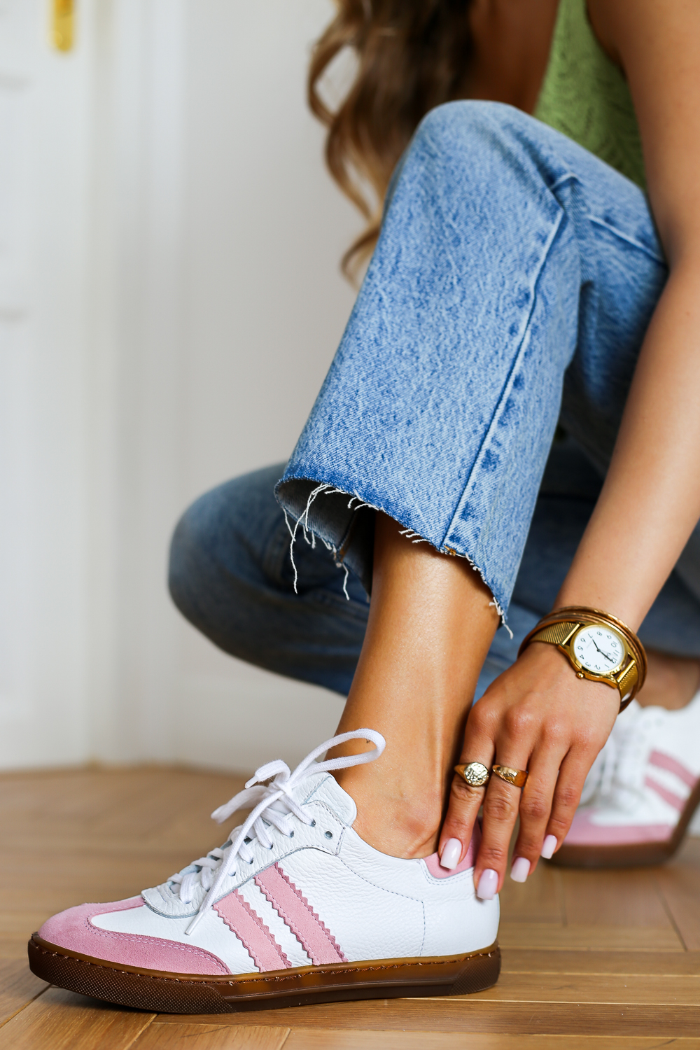 Biało różowe trampki Tesalia