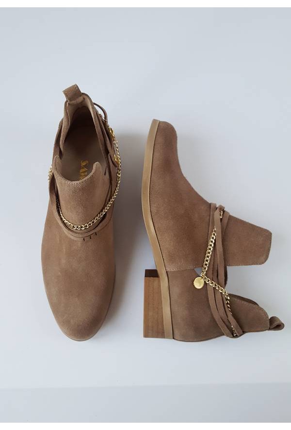 Zamszowe botki Estela jasny brąz
