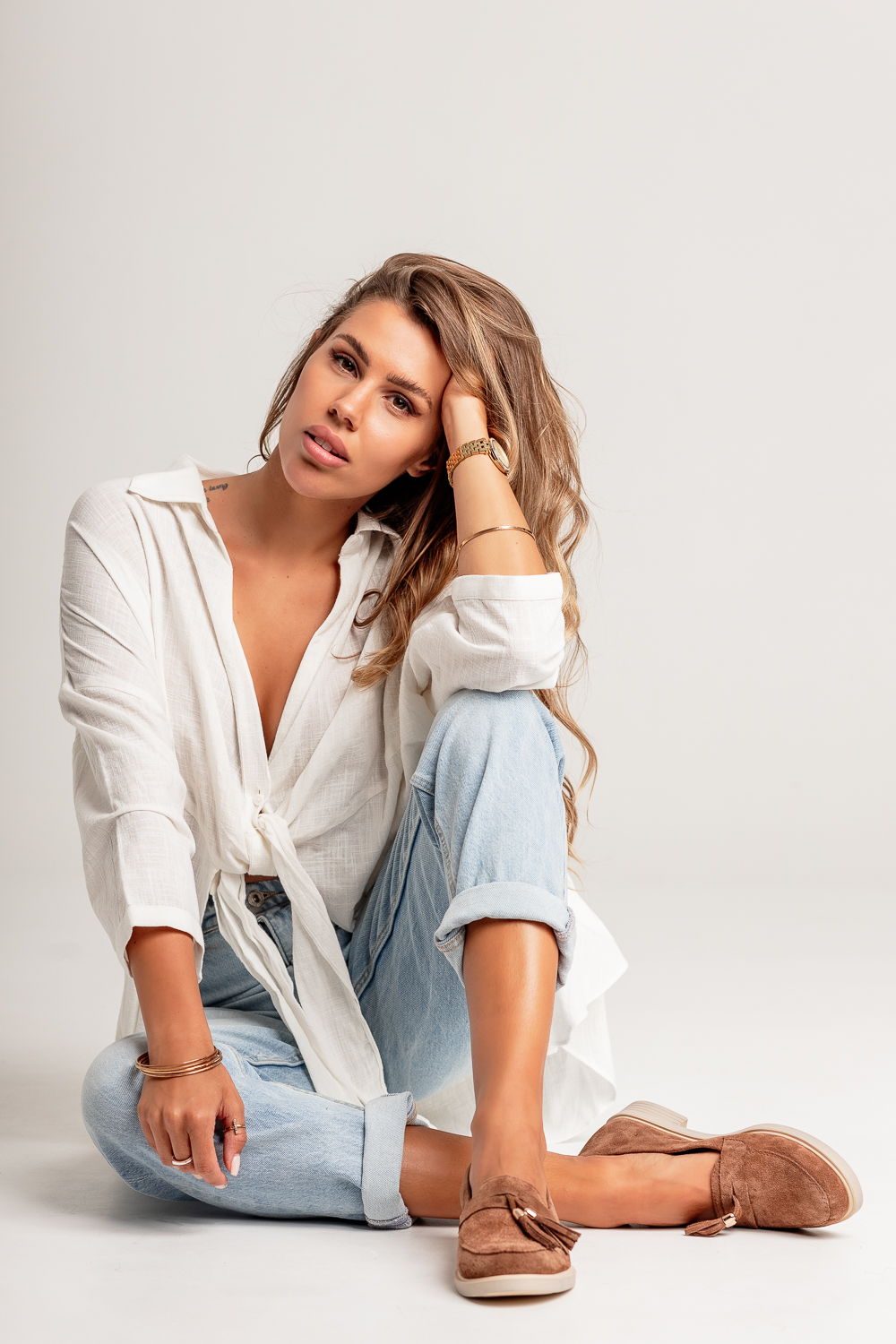 Zamszowe mokasyny Granda tabaco