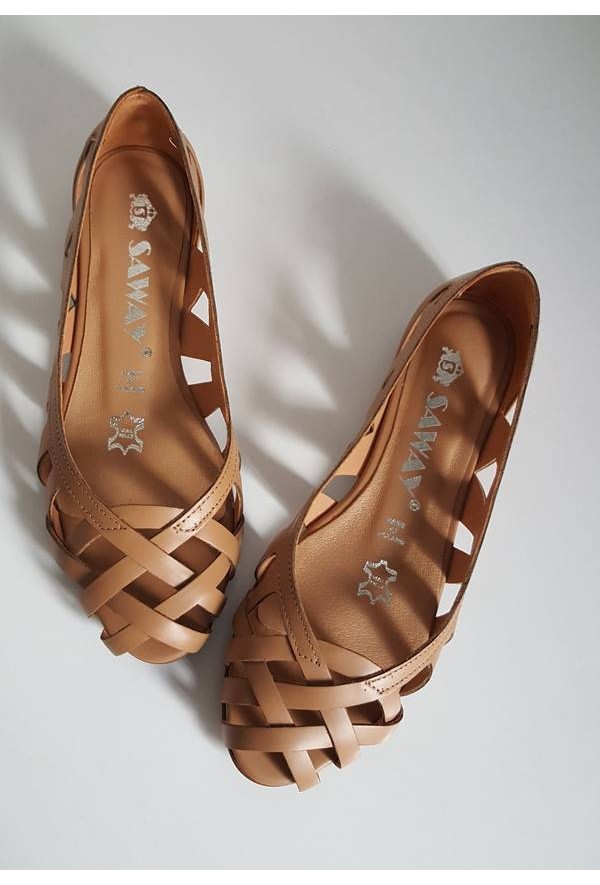 Ażurowe baleriny Maui jasny brąz