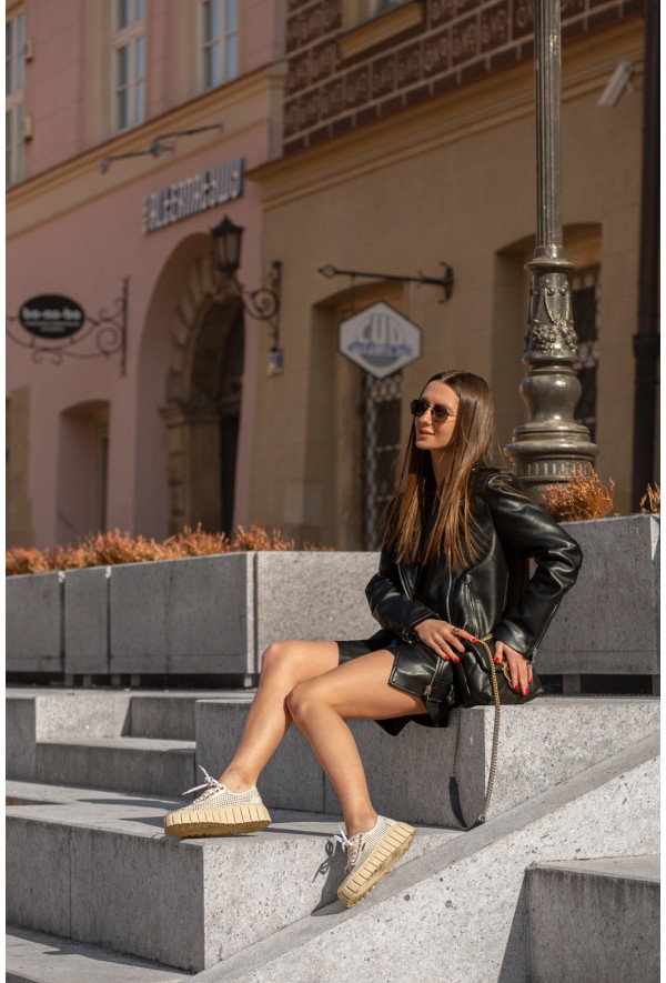 Beżowo złote trampki Sule