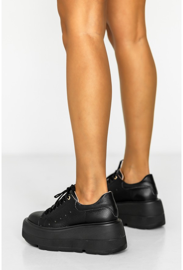 Czarne sneakersy na platformie Foglio