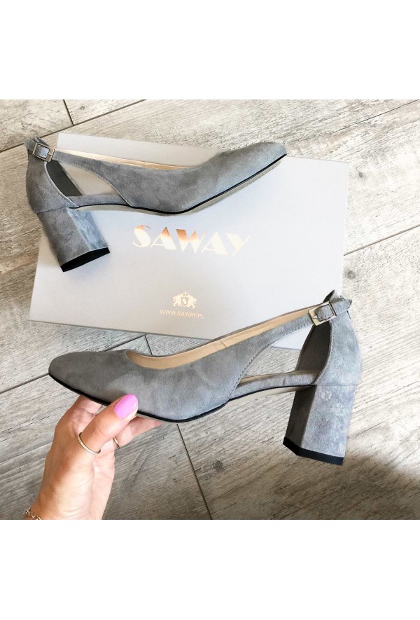 Zamszowe czółenka Lenora nude