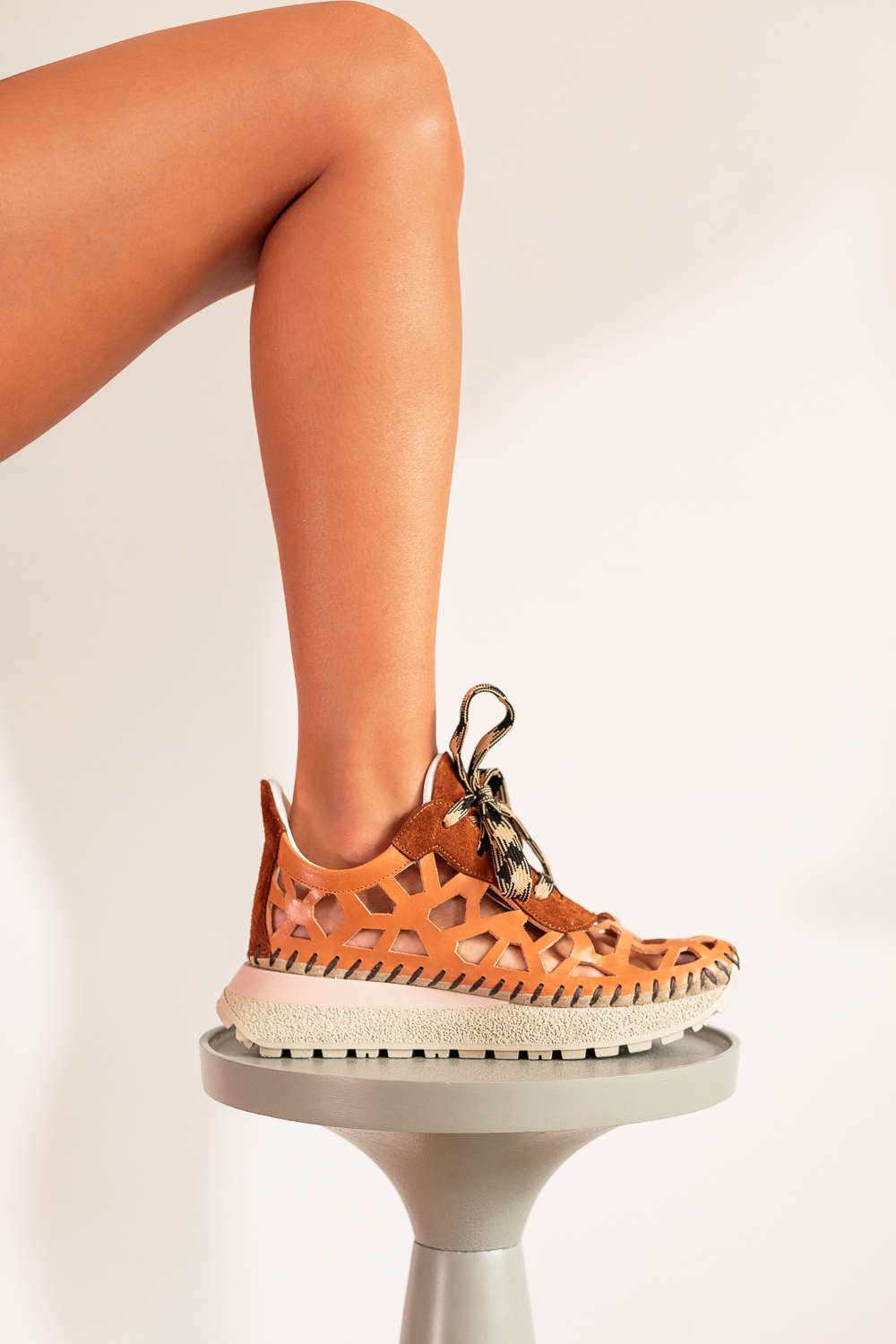 Ażurowe trampki Angelina rude