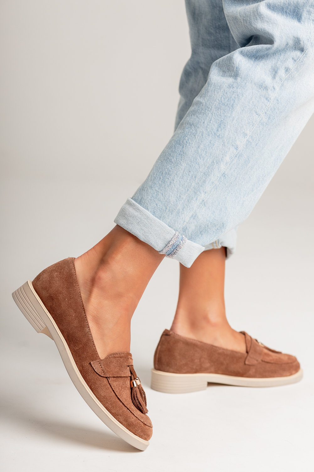 Zamszowe mokasyny Granda tabaco