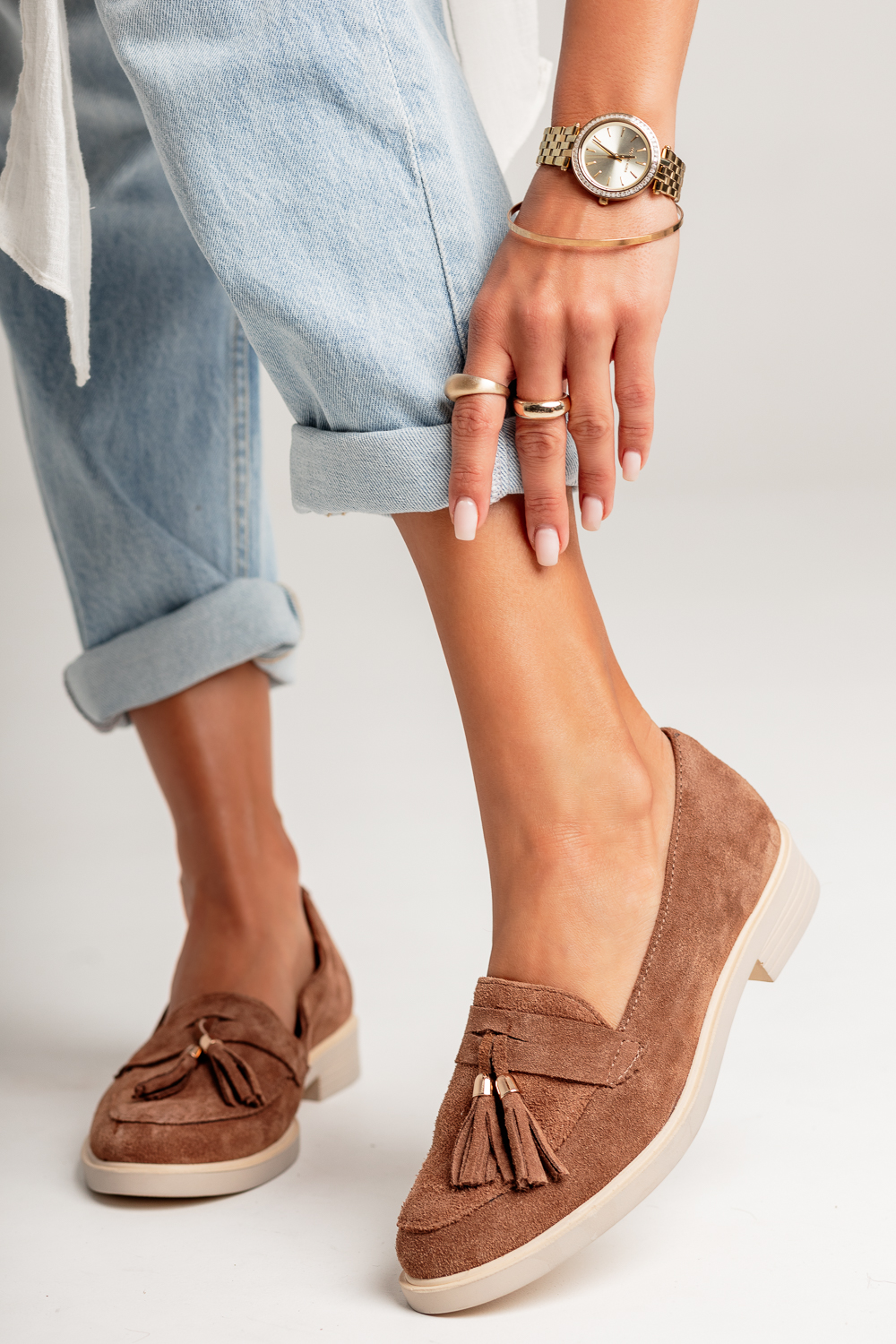 Zamszowe mokasyny Granda tabaco