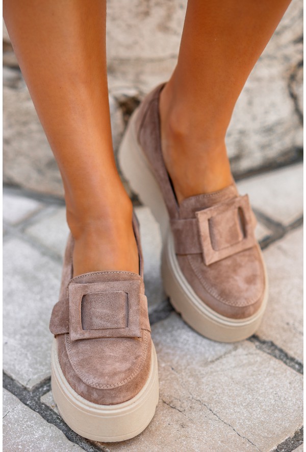 Czarne zamszowe mokasyny na platformie Tonic