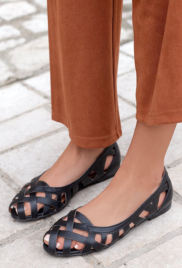 Ażurowe baleriny Maui jasny brąz