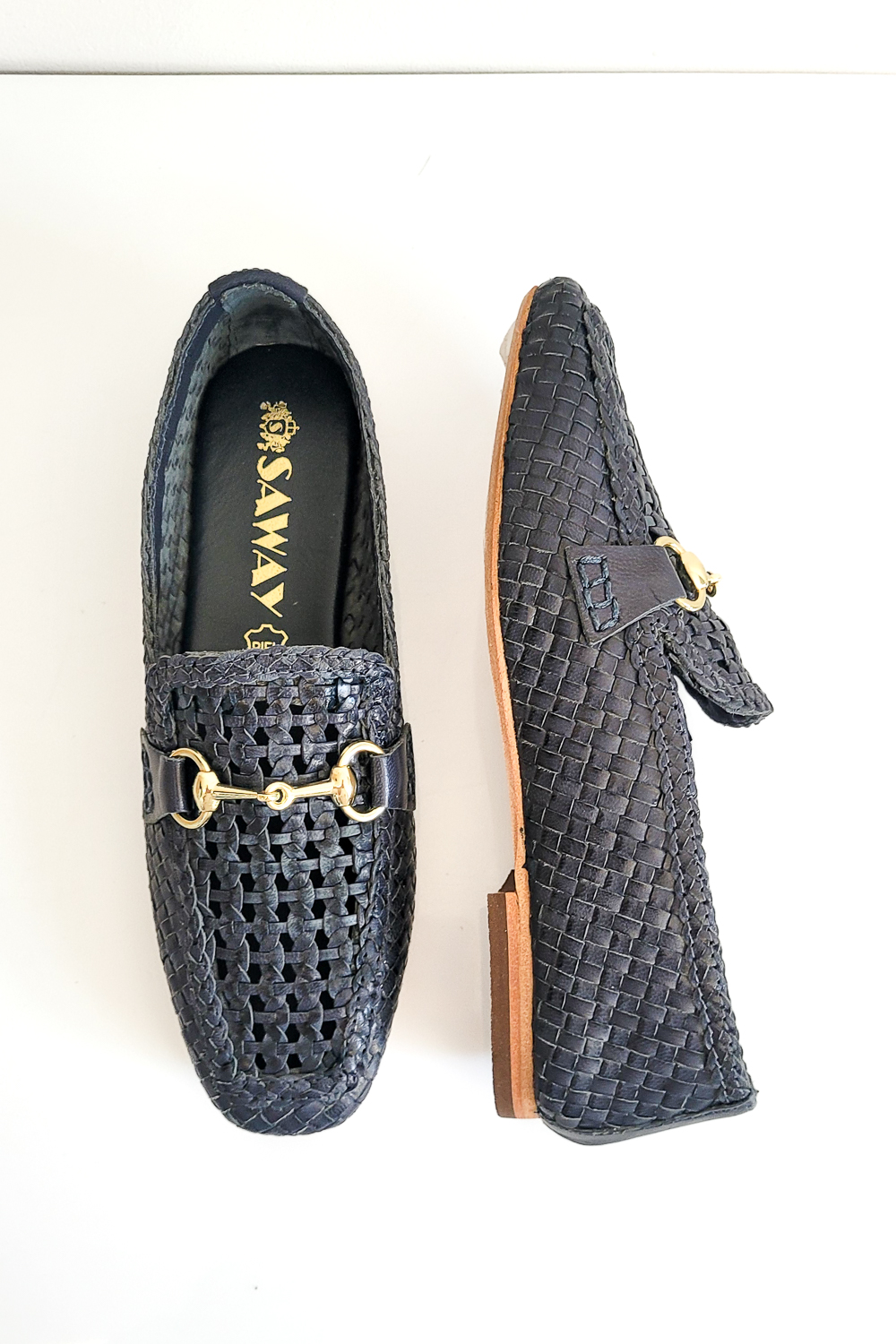 Pomarańczowe plecione mokasyny Avila