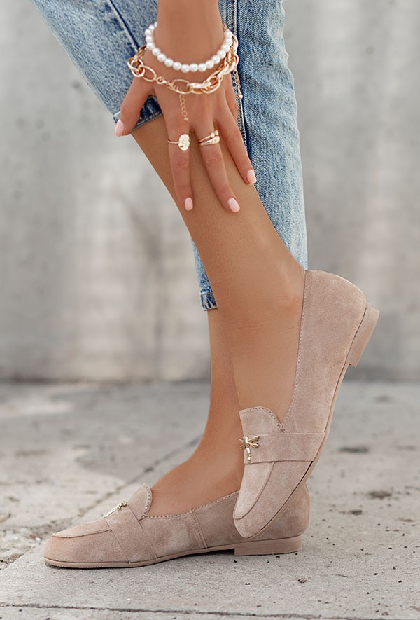 Zamszowe zielone mokasyny Shelley