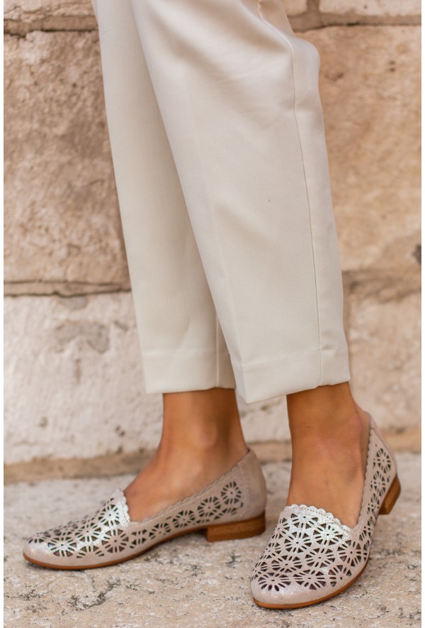 Ażurowe złote baleriny Kalipso