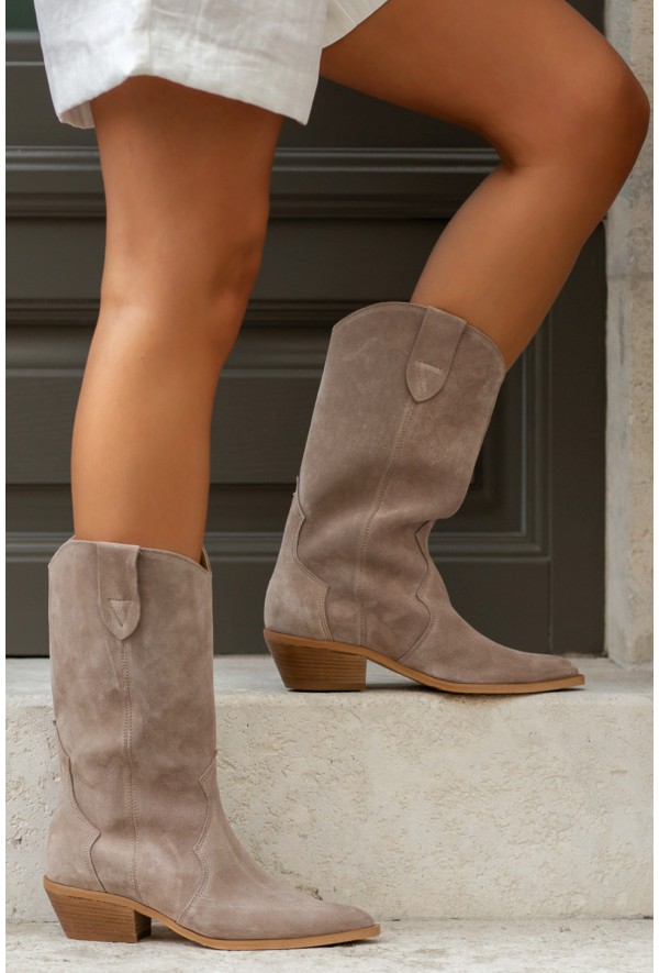 Zamszowe kowbojki Utah beż