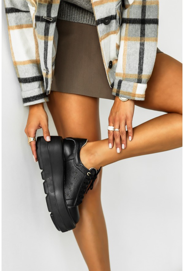 Czarne sneakersy na platformie Foglio