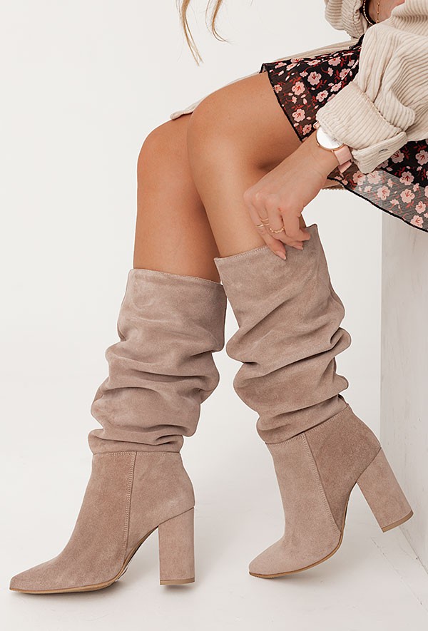 Zamszowe kozaki Riva cappuccino