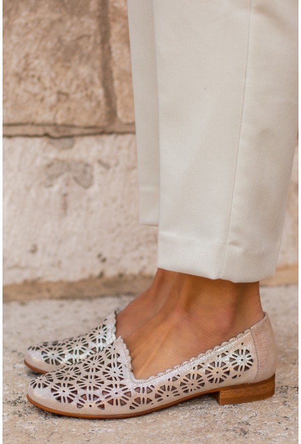 Ażurowe złote baleriny Kalipso