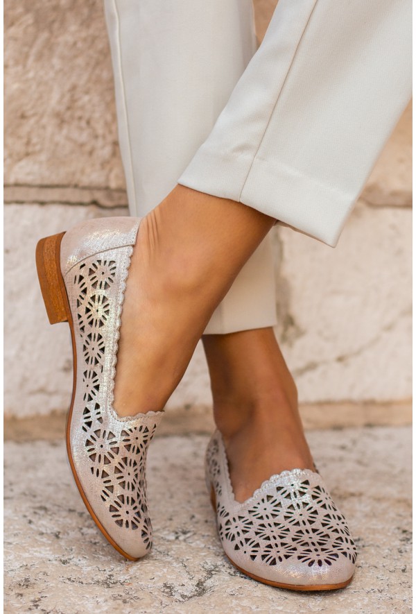 Ażurowe złote baleriny Kalipso