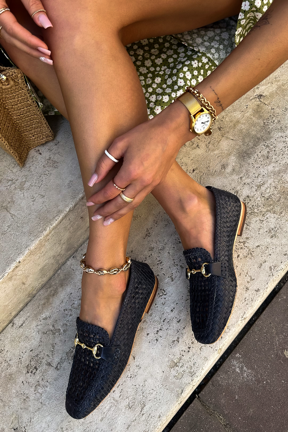 Pomarańczowe plecione mokasyny Avila