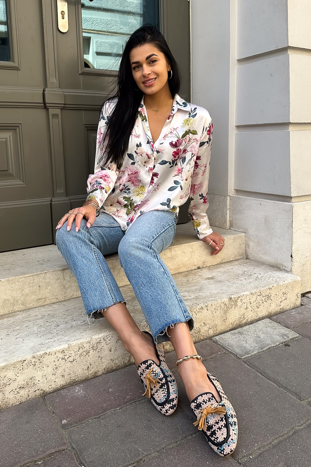 Kolorowe plecione mokasyny Villara niebieski