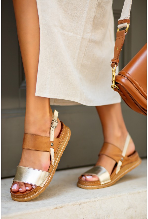 Brązowo-złote sandały Kelsie