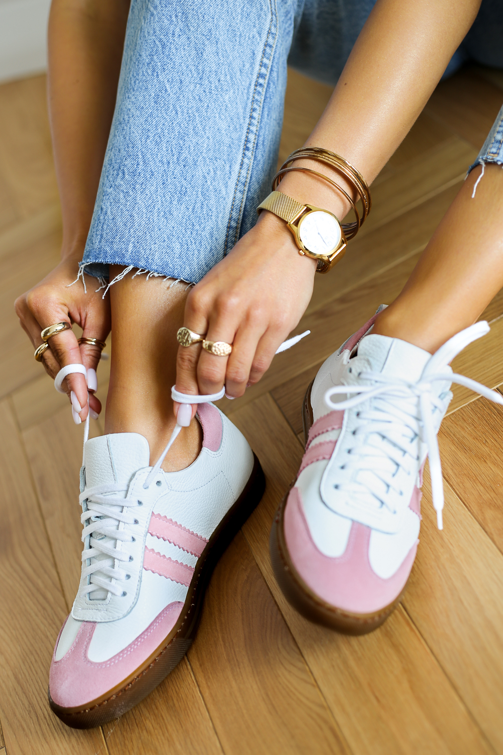 Biało różowe trampki Tesalia