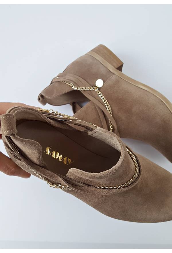 Zamszowe botki Estela jasny brąz