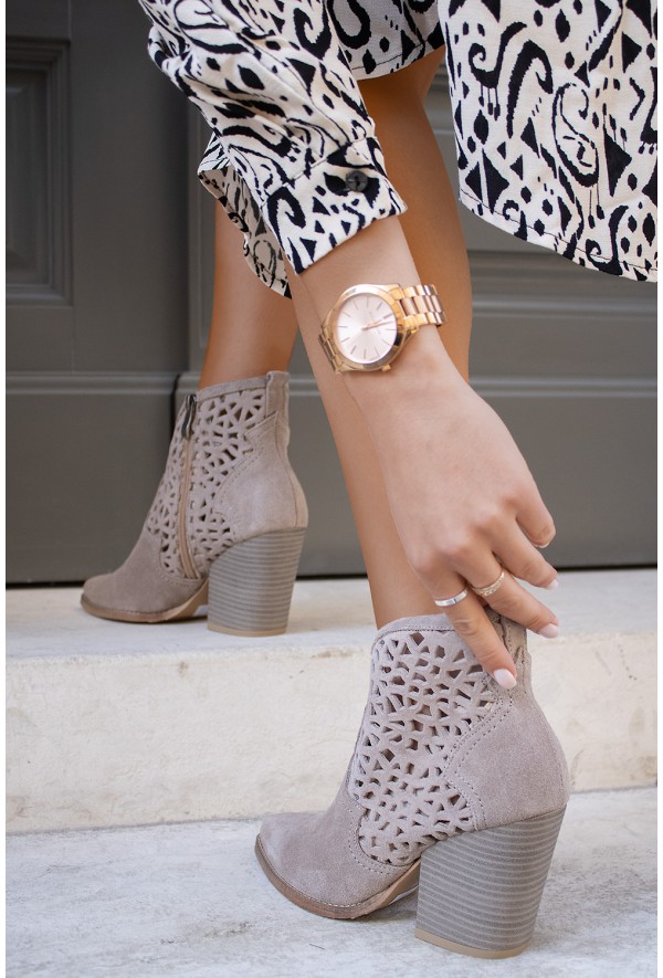 Ażurowe botki Madia cappuccino