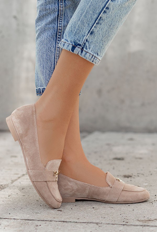 Zamszowe zielone mokasyny Shelley