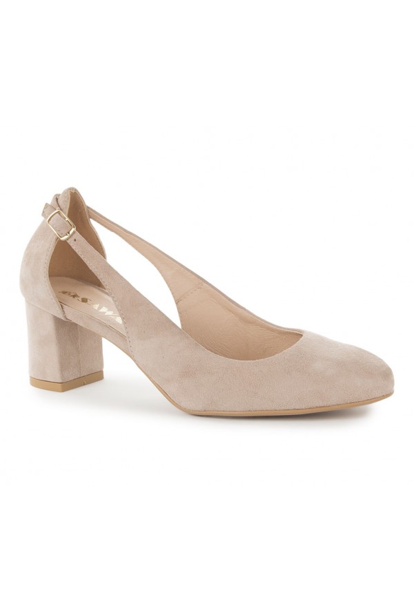 Zamszowe czółenka Lenora nude